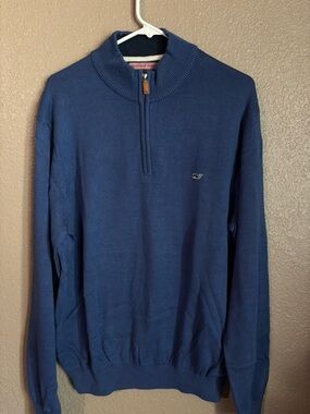 Vineyard Vines Men's Zip-Up Sweater in Navy Blue